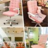 SCDBGY ygqbgy Pink Pulley Office Chair，with Wheels Armrests Modern PU Leather Office Chair Midback Home Computer