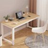 WALNUT 110 x 60cm Office Desk Computer Table Laptop Metal Steel Frame Easy Assemable Home Office Workstation (Color : A)