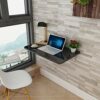 FWZJ Folding Wall-Mounted Drop-Leaf Table, Simple Floating Laptop Desk Dining Table Foldable Hanging Computer Table Small Wooden Desk for Office