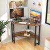 armocity Corner Desk Small Desk with Outlets Corner Table for Small Space Industrial Computer Desk with USB Ports Triangle Desk with Storage for