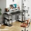 ODK Computer Desk with Shelves, 48" Home Office Desk with Storage, Gaming Desk, Modern Simple Style PC Desk, Stable Workstation, Black