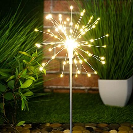 Globrite 120 LED Solar Powered Firework Starburst Garden Outdoor Stake Light - Warm White
