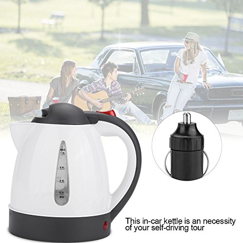 Raguso Portable Stainless Steel 1000ml 24V Travel Car Truck Kettle Fast Hot Water Heater Bottle for Tea Coffee Making Fast Warmer for Home Party