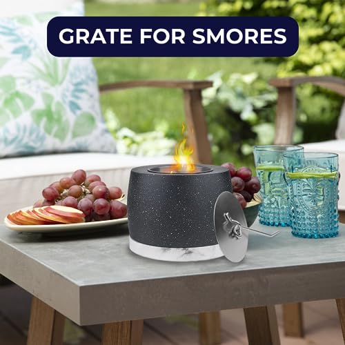 Idyfodol Tabletop Fire Pit Bowl for Indoor Outdoor - Portable Concrete Tabletop Fireplace with Ceramic Base for Garden Balcony Living Room Dining