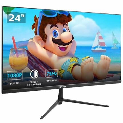 ZFTVNIE 24 inch Computer Monitor Full HD 1920 x 1080P Monitor Frameless IPS Computer Screen 75Hz HDMI VGA Ports VESA Mountable, Monitor for PC PS