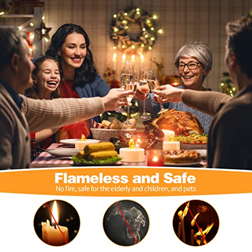 LFSEMINI LED Tea Lights, 24/50/100/200 Pack Flameless Flickering Tea Lights, Warm Yellow/Warm White, Last 150 Hours +, Battery Operated Tea Light