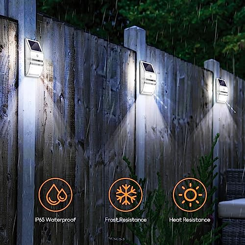 NEWNEN Solar Fence Lights, 4 Pack Solar Lights Outdoor, Upgraded Solar Security Lights with PIR Motion Sensor, IP65 Powered Waterproof Outside So