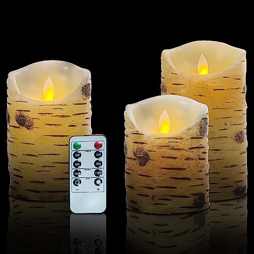Led Candles Flameless Candles, 4"/5"/6"Set of 3 Flameless Flickering Candles Battery Operated with 24 Hour Timer and 10 Key Remote Control, Ivory