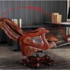 YT.JYUERI Relax Comfortably Safe Office Solid Wood Leather boss Chair，Solid Cowhide Executive Chair, boss Chair, liftable Swivel Chair, Mini Home