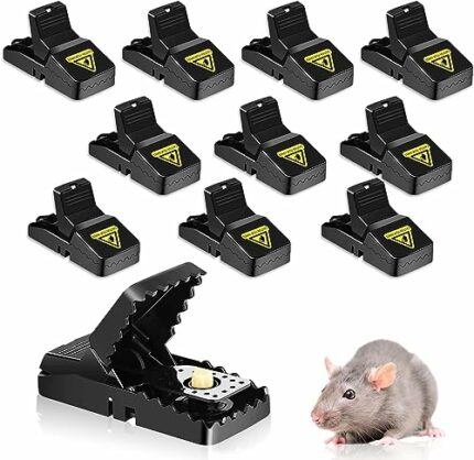 10 Pcs Mouse Traps, Reusable Mice Traps for Indoors and Outdoors, Rat Traps that Kill Instantly, Effective Rodent Trap with Detachable Bait Conta