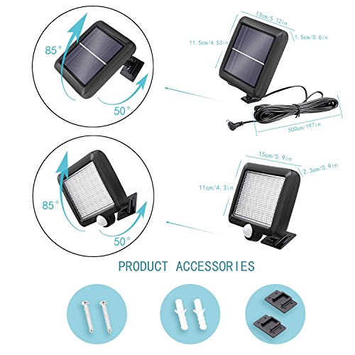 Jorft Solar Security Lights, 56 LED Solar Wall Lamp Human/Light Sensor Waterproof Super Bright Lights for Garden, Fence, Door, Yard or Entrance U