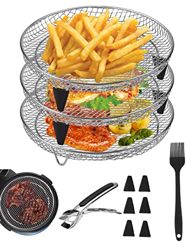 Air Fryer Rack for Ninja Air Fryer 3 Layer Stackable Dehydrator Racks Stainless Steel Air Fryer Basket Tray Air Fryer Accessories Compatible with