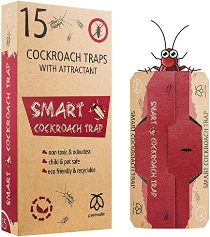 Pestmatic Smart Cockroach Trap x 15, Sticky Strong Glue Cockroach Trap with Food Bait, Roach Indoor Trap, Kraft Eco-Friendly & Natural Catcher fo