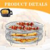 Air Fryer Rack for Ninja Air Fryer, 3 Stackable Round Dehydrator Racks with Clips, Stainless Steel Air Fryer Basket Tray, Air Fryer Accessories f