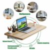 FALIYORS Wall-mounted Drop-leaf Table, Floating Computer Desk Wood Wall-Mounted Table Study Desk Double Support Side Table Kitchen Trestle Desk f