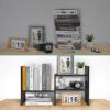 Pissente Desktop Organizer, Freestanding Desktop Display Shelf Adjustable Mini DIY Bookshelf Home Office Storage Desk Shelves (Dark Walnut)