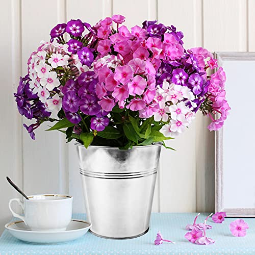 WAIZHIUA 12Pcs 12cm Metal Flower Pots Galvanised Iron Plant Pots Garden Planters Plant Container with Mini Tools for Plants Herb Flowers Shrubs I