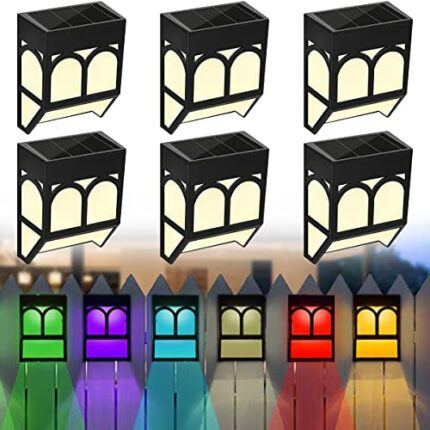 6 Pack Outdoor Wall Solar Lights,Fence Solar Lights Outdoor,Solar Wall Lights Outdoor Garden Waterproof,Decorative Garden Lights - Fence,Patio,Ya