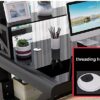 HAWEWE Modern Tempered Glass Computer Desk With Shelf PC Laptop Table Bedroom Simple Study Writing Desk Easy To Install Computer Workstation For