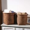 TOYANDONA Office Wastebasket 1pcs Woven Waste Basket, Round Wicker Waste Paper Bin Rubbish Basket for Bedroom Bathroom Offices or Home, S Waste B