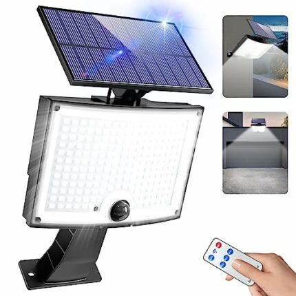 Peasur Solar Lights Outdoor Garden, 202 LED Solar Motion Sensor Security Lights with 3 Lighting Modes Wireless Solar Wall Lights Waterproof Solar