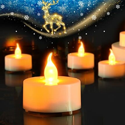 cimetech LED Candles 24pcs Tea Lights, Realistic Bright Flameless Flickering Battery Operated Candles with Warm Yellow Light for Wedding Decorati