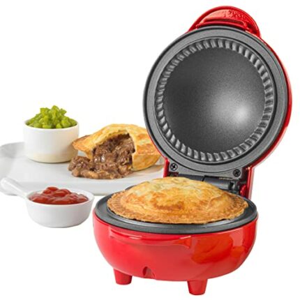 Giles & Posner EK4914 Mini Pie Maker - Deep-Fill Pie Machine, Non-Stick 12.5cm Plate, 3 Minute Preheat, Built-in Crimping Edge, Bake Traditional