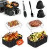 VRINO Air Fryer Accessories,Set of 8 for 【Ninja AF400UK 9.5L】 Tower T17088-8.8in Larger Size-Premium Silicone Air Fry Liners,ninja Dual Air Fryer
