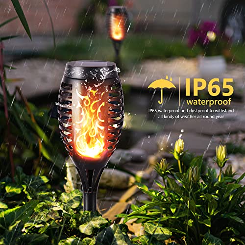 Geemoo 6 Pack Solar Flickering Dancing Flame Lights Waterproof Solar Torch Lights for Outdoor Garden Patio Pathway Yard Driveway Halloween Decora