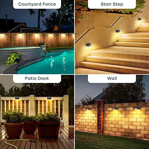 Linkind Solar Fence Lights,27 Led Solar Motion Sensor Lights Outdoor, 4 Pack Waterproof Solar Step Lights,3000k Warm White for Deck,Patio, Fence,