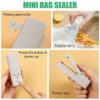 XUBX Mini Bag Sealer, 2 in 1 Handheld Heat Sealers & Cutter, USB Rechargeable Portable Plastic Bag Resealer with Magnetic Back Sealing Machine fo