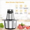 SXYCMY Mini Food Chopper, 2.2L Capacity Electric Food Processor, 2 Speeds Meat Grinder, 3D Stainless Steel Blades, 500W Motor Food Chopper for Ve