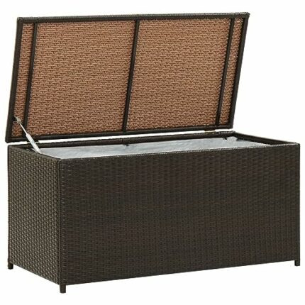LUKEO Garden Storage Box Resin Weave 100x50x50cm Brown Designed with A Spacious Trunk Made From A Coated Steel Frame