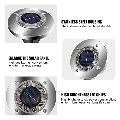 EXTRASTAR Solar Lights for Outdoor Garden, 8 LEDs Solar Ground Lights, IP65 Waterproof Solar Powered Pathway Lights, Outdoor Landscape Lamp for G