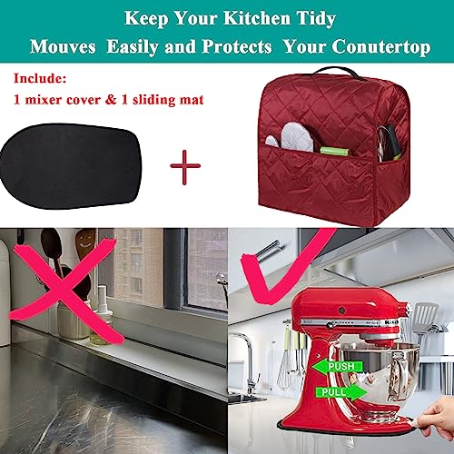 Stand Mixer Cover for Kitchen Aid Mixer, Wine Red Dust Cover Compatible with 4.5-5 Quart Stand Mixer, Kitchen Aid Mixers Accessories and Attachme