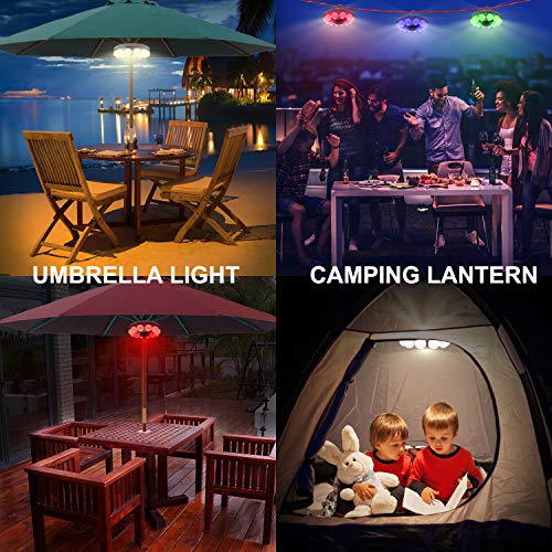 HONWELL LED Parasol Umbrella Lights, Outdoor Patio Umbrella Light, Battery Operated Cantilever Parasol Lights with 12 Warm White Bulb, Patio Tent