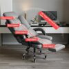 JHKZUDG High Back Executive Office Chair,Reclining Office Chair with Armrest,Reclining Computer Chair with Adjustable Height, Swivel Wheels And R