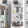 Canbrake 4 Tier 360° Rotating Bookshelf, Corner Bookshelf with Wheels, Rotating Stackable Shelves, Display Floor Standing Bookcase Storage,Multi-