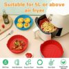 Silicone Air Fryer Liner, 2 Pack Air Fryer Accessories, Heat Resistant Air Fryer Liners Reusable for Parchment Paper Replacement,Fit to 3.5-7.2L