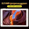 Zunate Tablet PC, 8inch 1080P FHD 4G Calling Tablet for Android 10, Dual Sim, 4GB/64GB, Dual Camera, MT6592 8 Cores CPU Quick response without de
