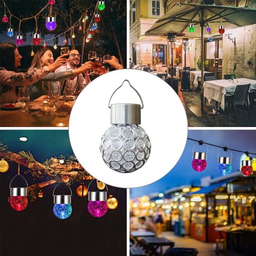 4 Pack Hanging Solar Lights Outdoor, Decorative Ball Lights Waterproof Solar Lanterns with Handle for Garden, Walkway, Tree, or Holiday Decoratio