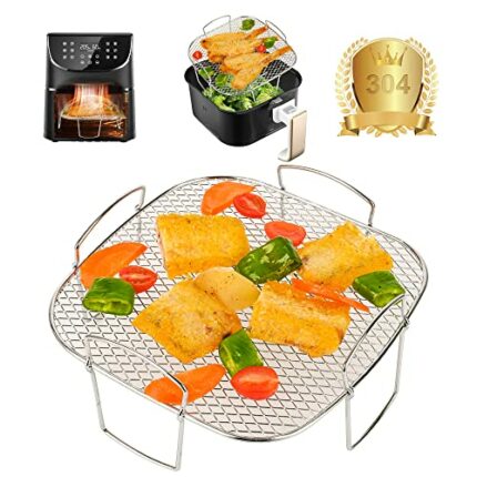 Air Fryer Rack for COSORI Air Fryer 5.5L, 8 inch Square Air Fryer Accessories 304 Stainless Steel Air Fryer Basket Grill Rack Dehydrator Rack for