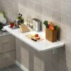 FALIYORS Wall-mounted Folding Table For Kitchen Breakfast Bar Table, 60cm 70cm 80cm 90cm 100cm 120cm Foldable Wall Table | Computer Desk for Home