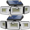 Ustellar Solar Security Lights Outdoor Motion Sensor, 167 LEDs, 360° Adjustable 3 Heads Powered Flood Lights, 3 Modes, IP65 Waterproof Wall Light