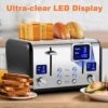 Toaster 4 Slices, Cusimax Stainless Steel Toaster with Ultra-Clear LED Display & 4 Extra-Wide Slots, Defrost/Reheat/Cancel Function, 6 Browning S