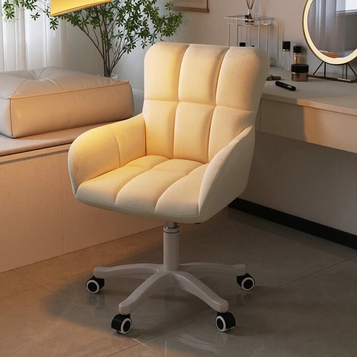 LUKEO Ropin Pink Makeup Chair Wheels Desk and Chair Personal Armchair Dormitory Home Apartment Furniture