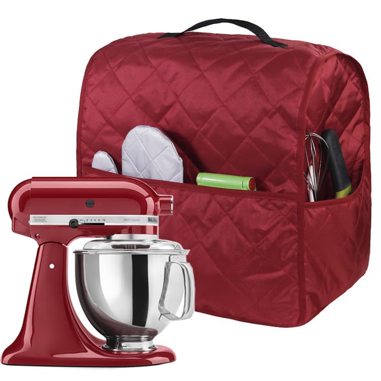 Stand Mixer Cover for Kitchen Aid Mixer, Wine Red Dust Cover Compatible with 4.5-5 Quart Stand Mixer, Kitchen Aid Mixers Accessories and Attachme