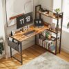 SiliBamb 47 Inch Computer Desk for Home Office, Small L Shaped Desk with Shelves, Corner Desk with Storage, Home Office Desks, Writing Study Desk