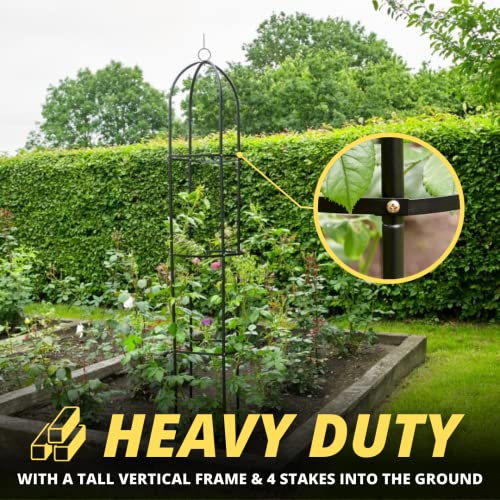 Garden Mile Heavy Duty Metal Garden Obelisk - Strong, Weather Resistant Steel Tubular Cage Large Garden Trellis Plant Supports for Roses, Climbin