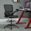 SDFGH Drafting Chair Tall Office Chair Adjustable Height w/Lumbar Support Flip Up Arms